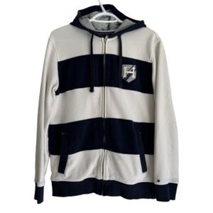 Tommy Hilfiger blue and white stripe full zip hoodie size M